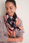 Navy Baroque Floral Large Scarf