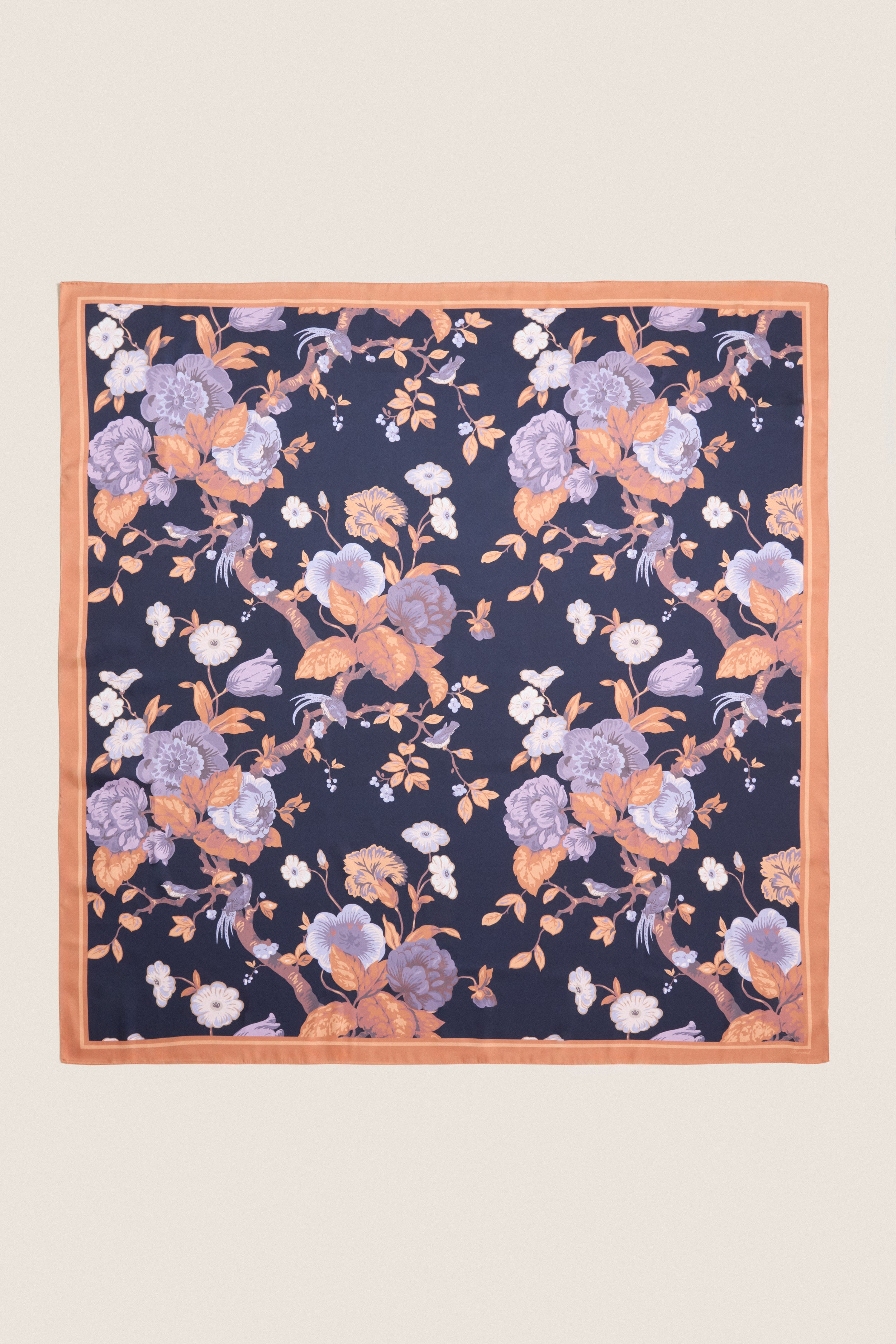 Navy Baroque Floral Large Scarf