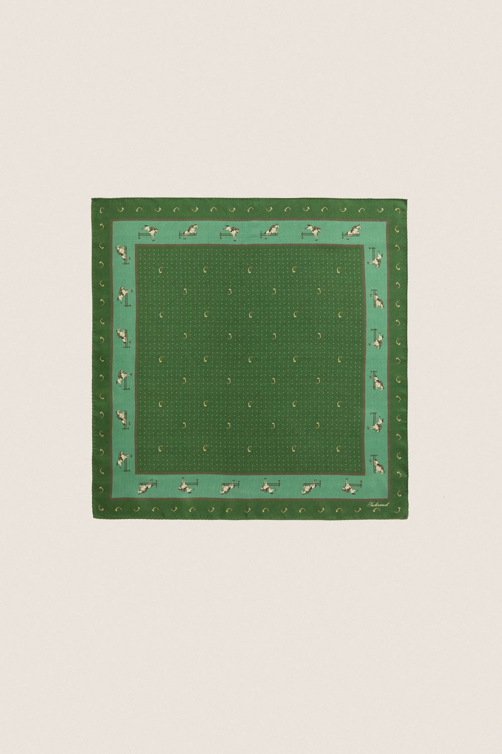 Green Equestrian Small Silk Scarf