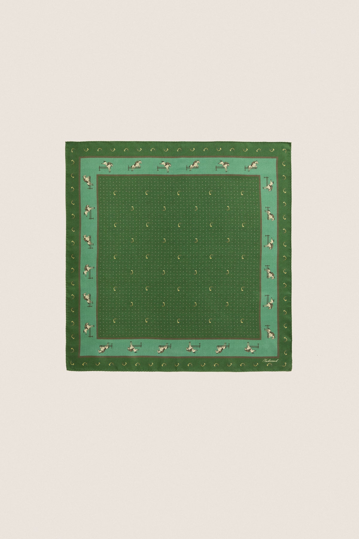 Green Equestrian Small Silk Scarf