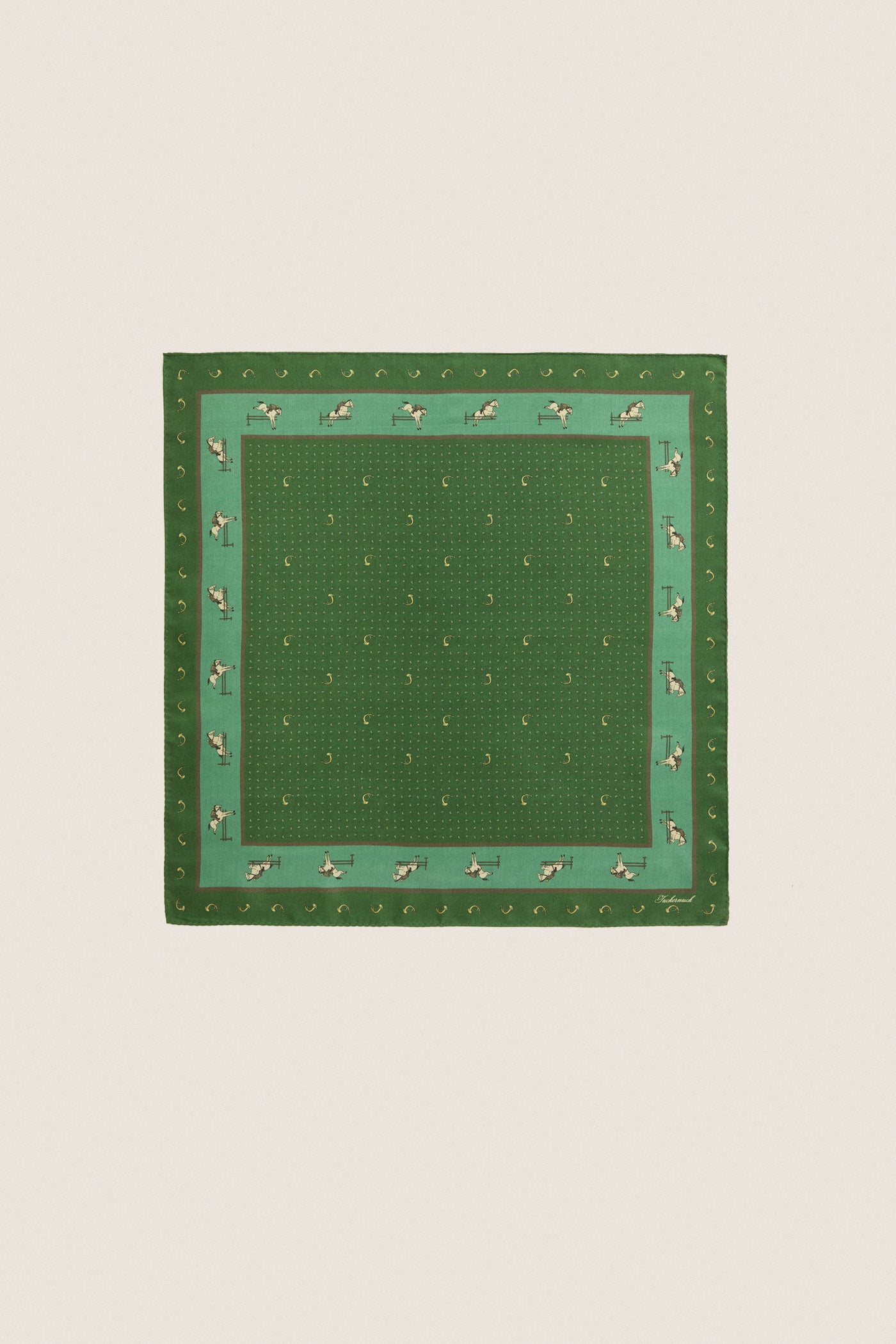 Green Equestrian Small Silk Scarf