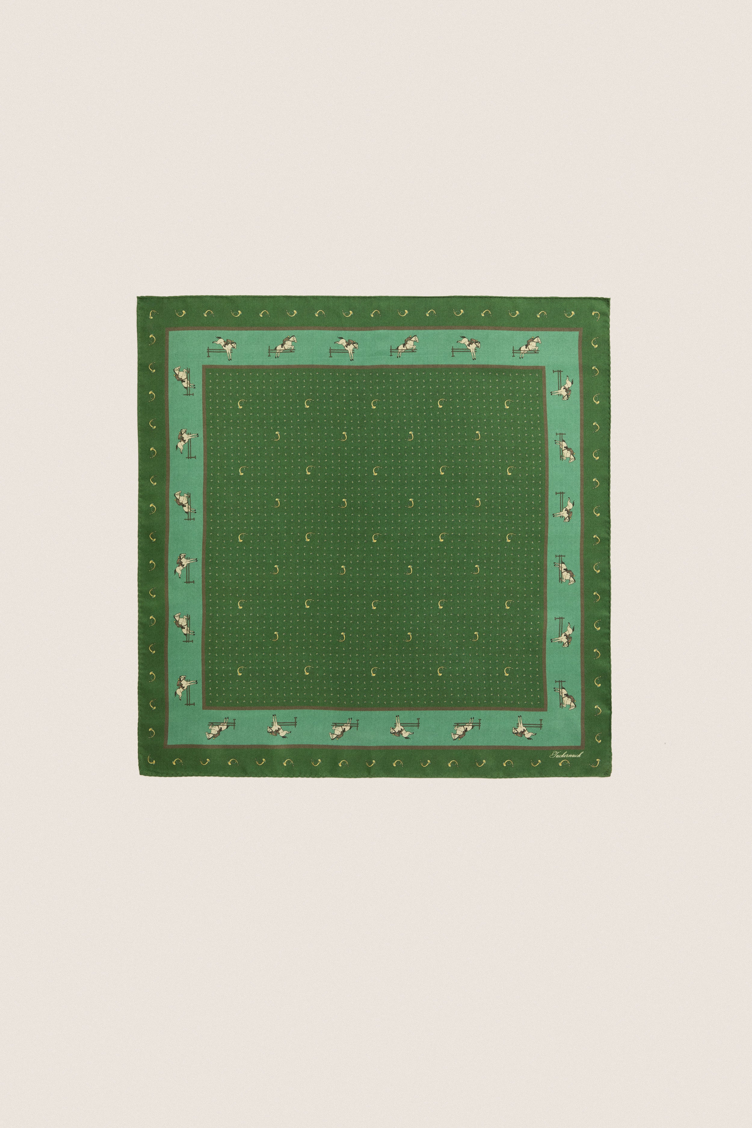 Green Equestrian Small Silk Scarf
