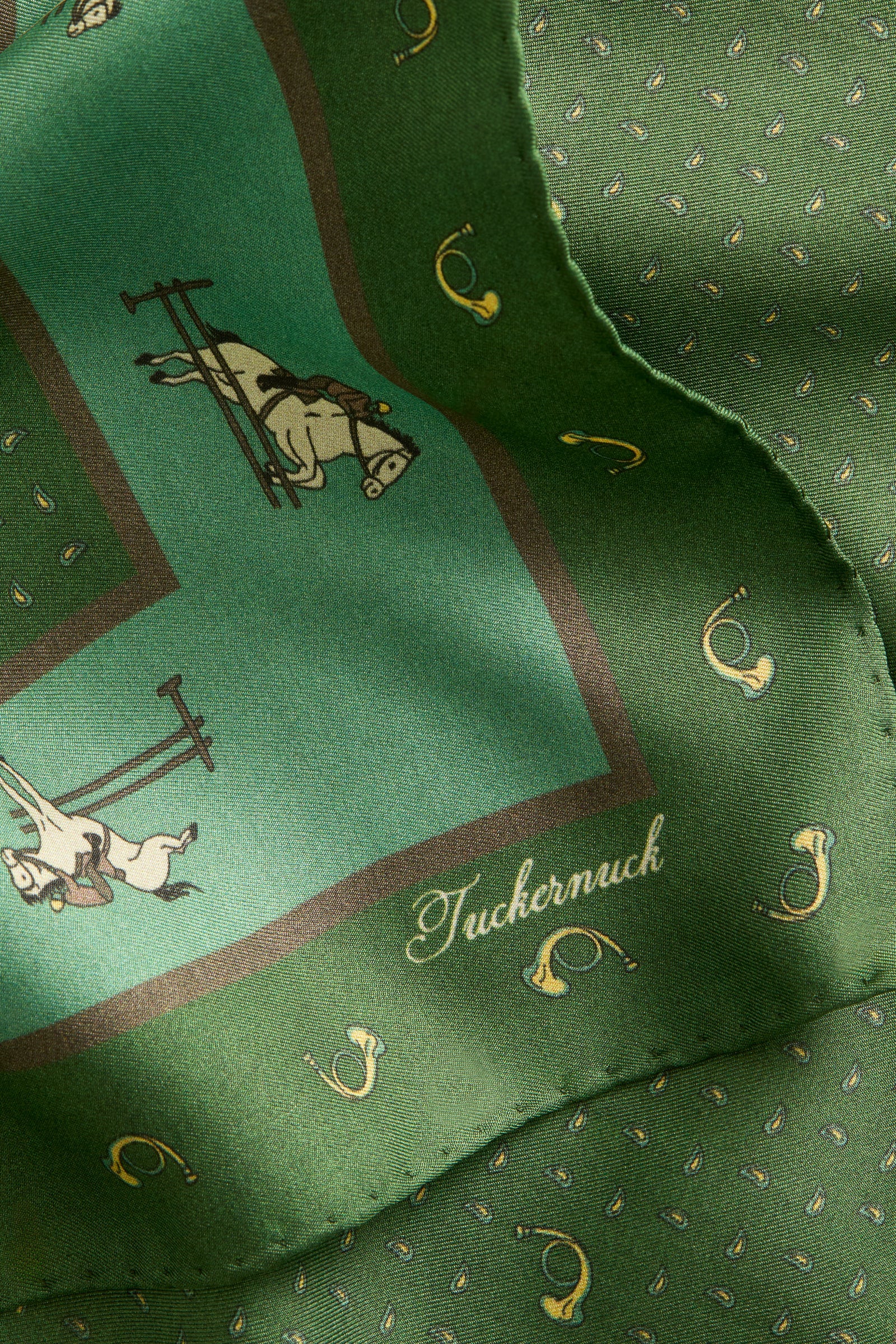 Green Equestrian Small Silk Scarf