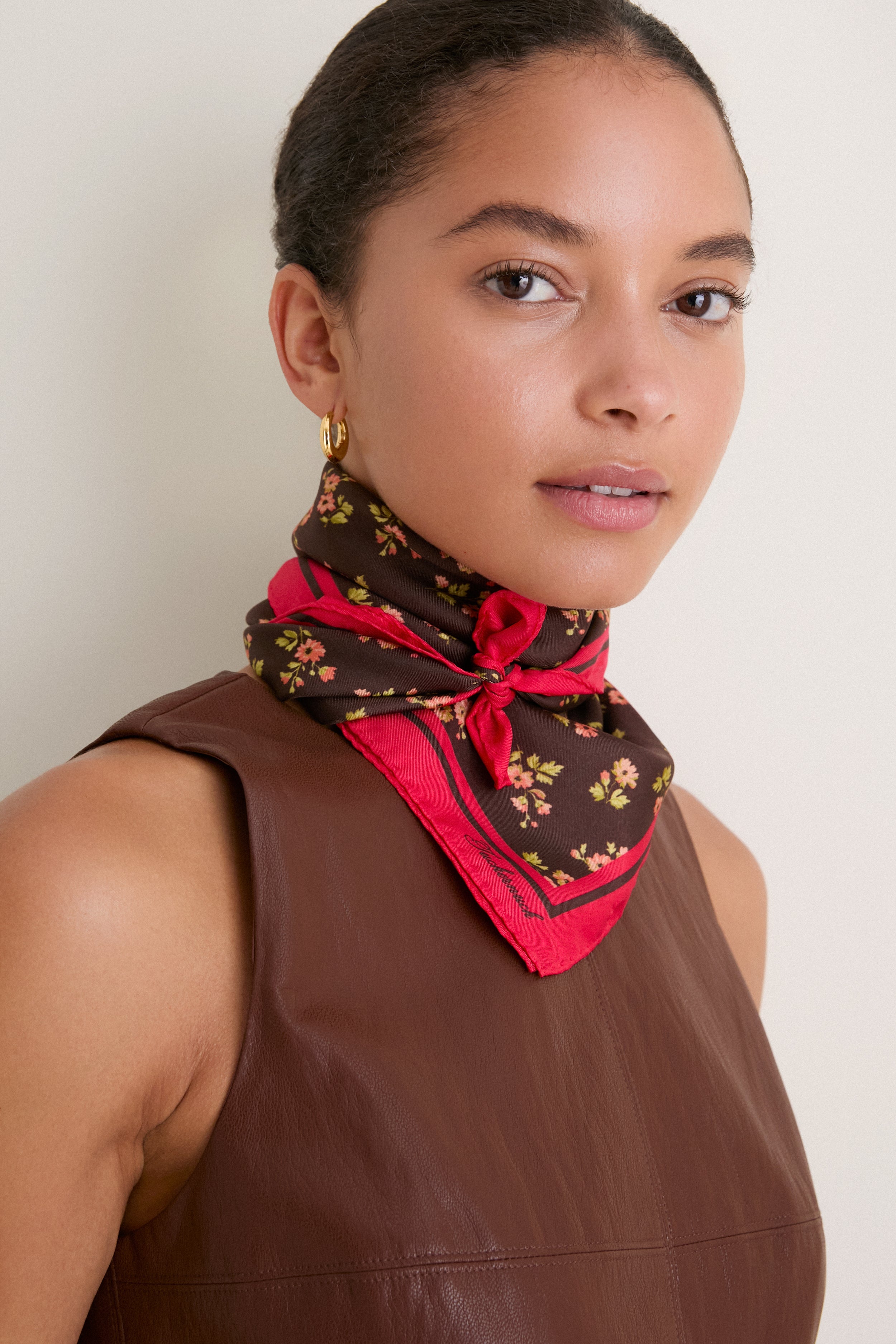 40s Floral Small Silk Scarf