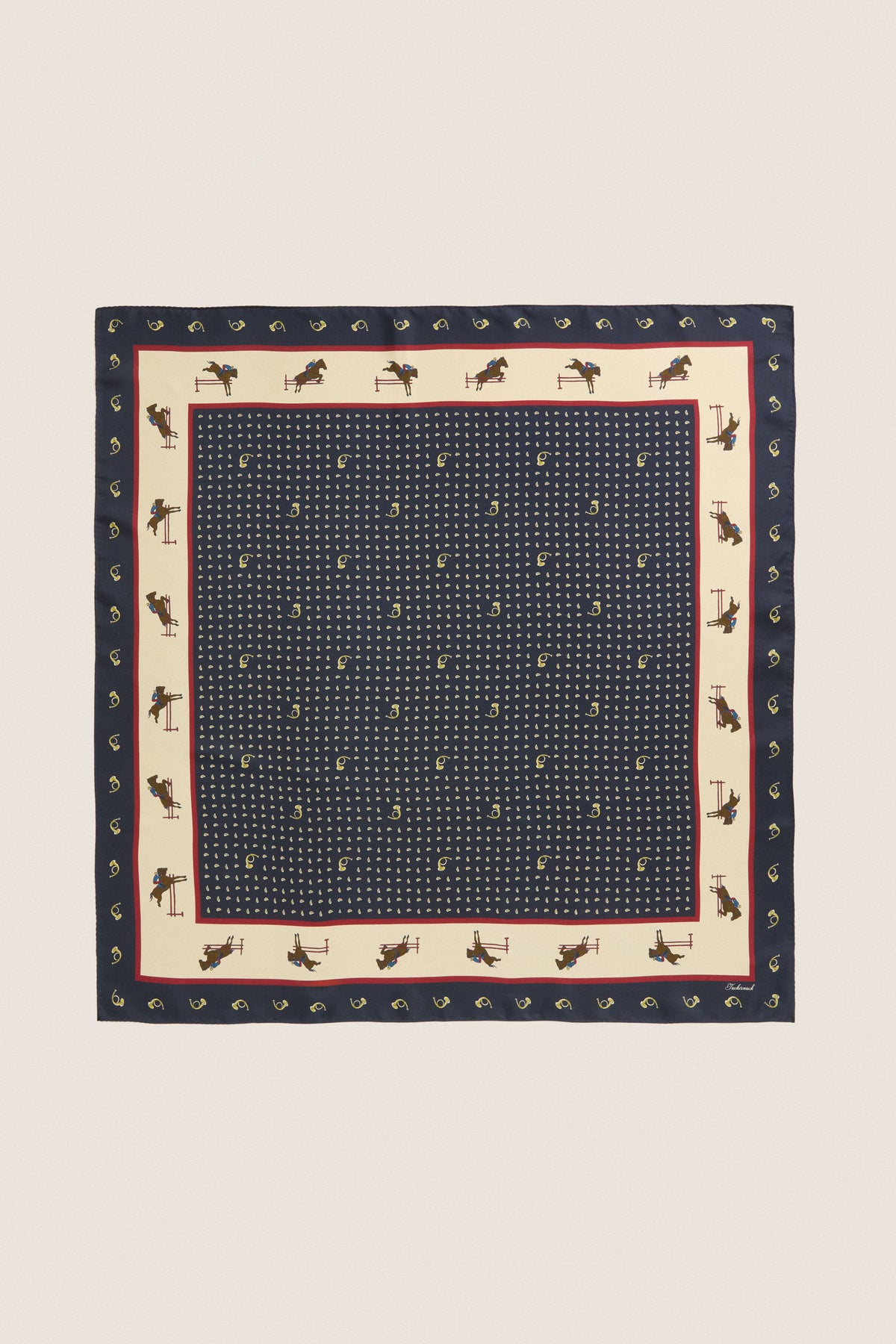 Navy Equestrian Medium Silk Scarf