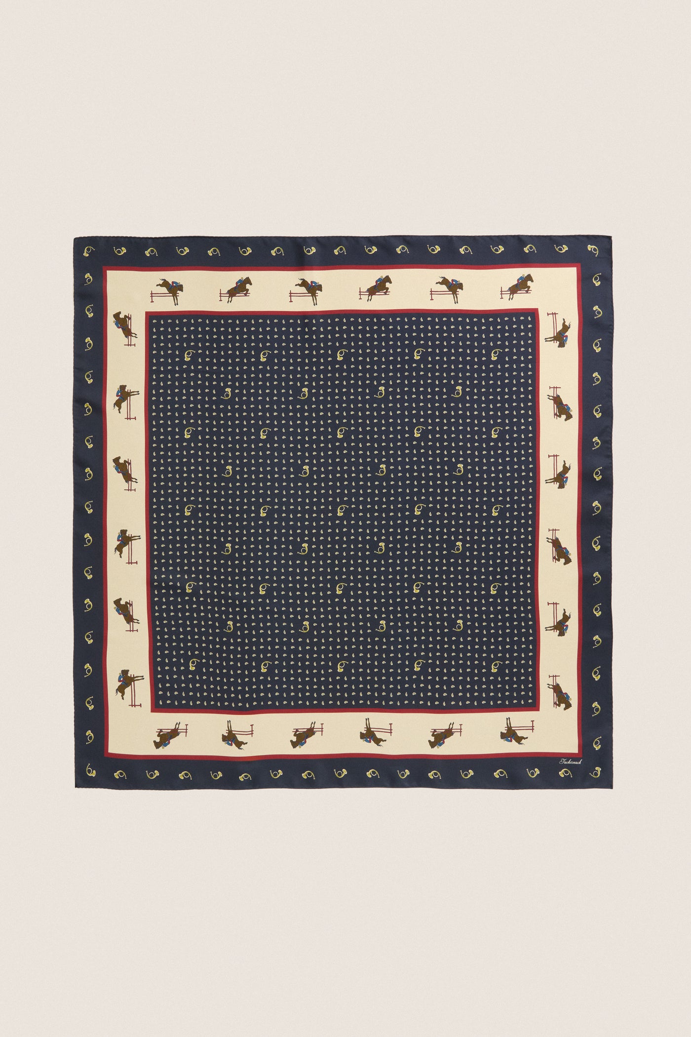 Navy Equestrian Medium Silk Scarf