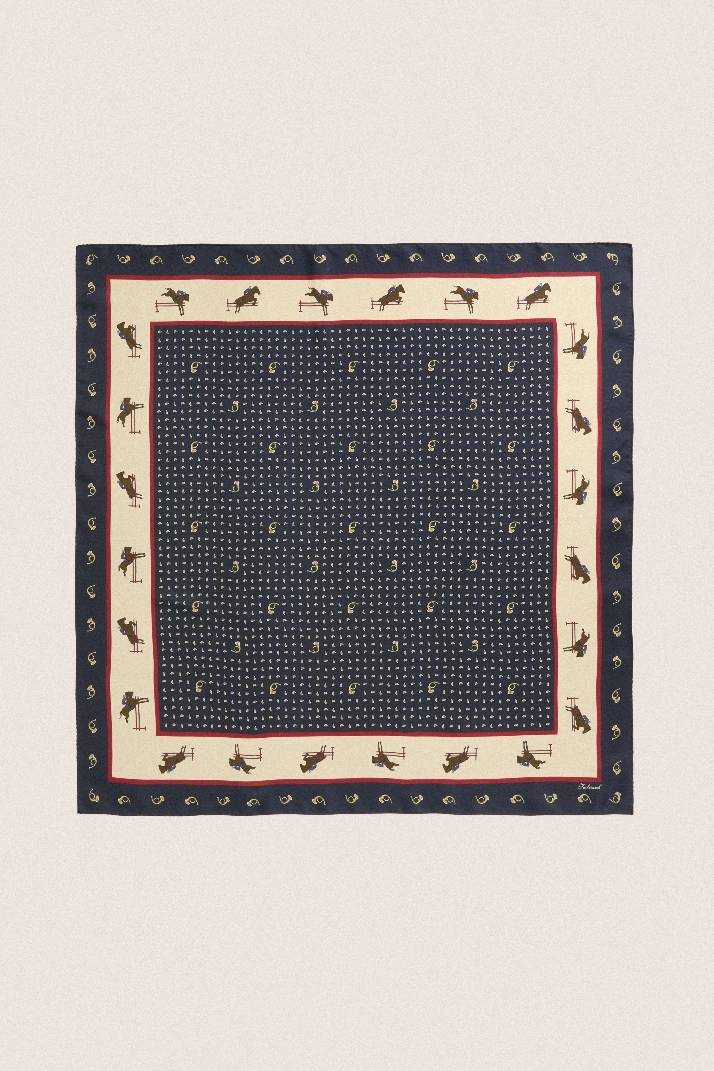 Navy Equestrian Medium Silk Scarf