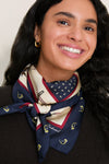 Navy Equestrian Medium Silk Scarf
