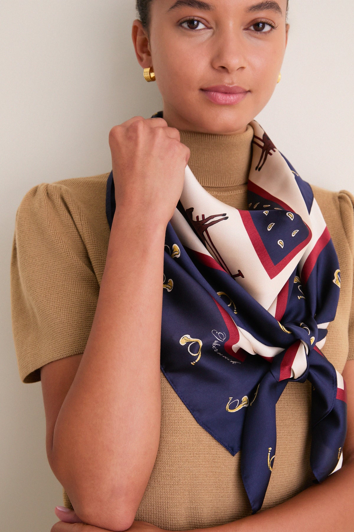 Navy Equestrian Medium Silk Scarf