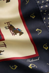 Navy Equestrian Medium Silk Scarf