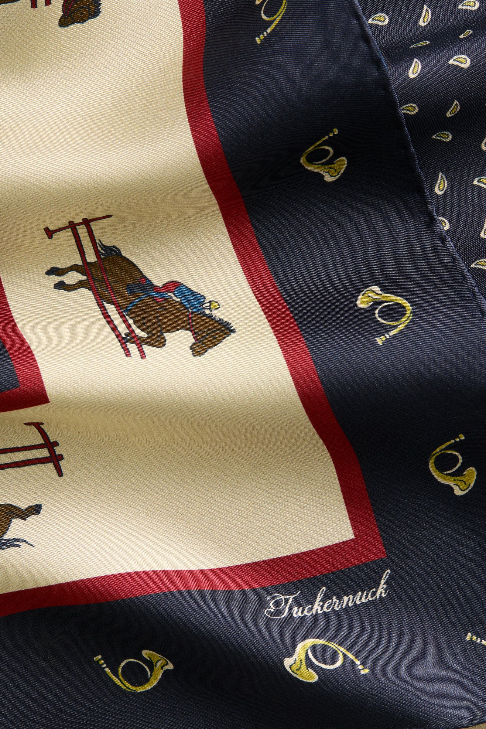 Navy Equestrian Medium Silk Scarf