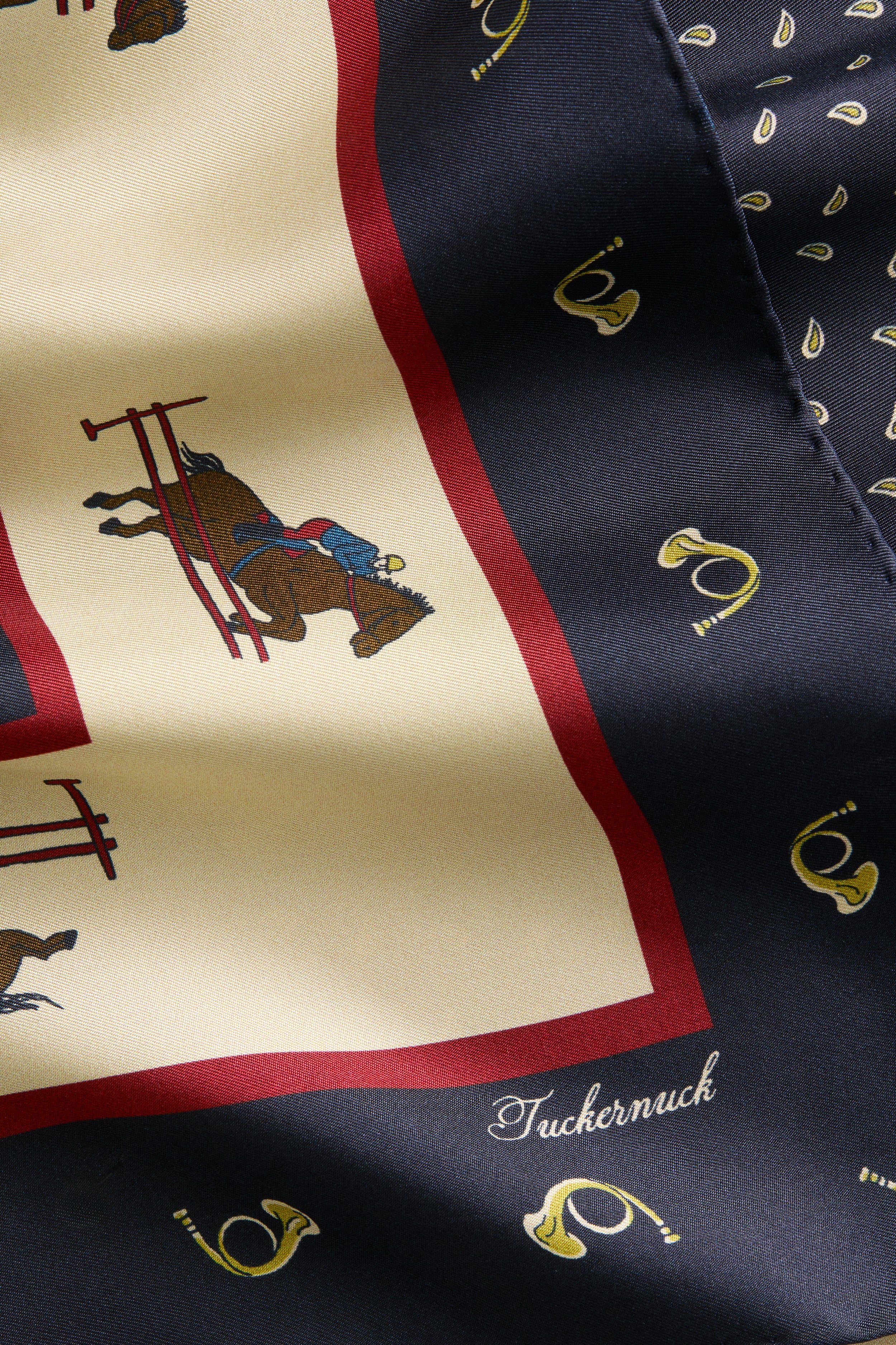 Navy Equestrian Medium Silk Scarf