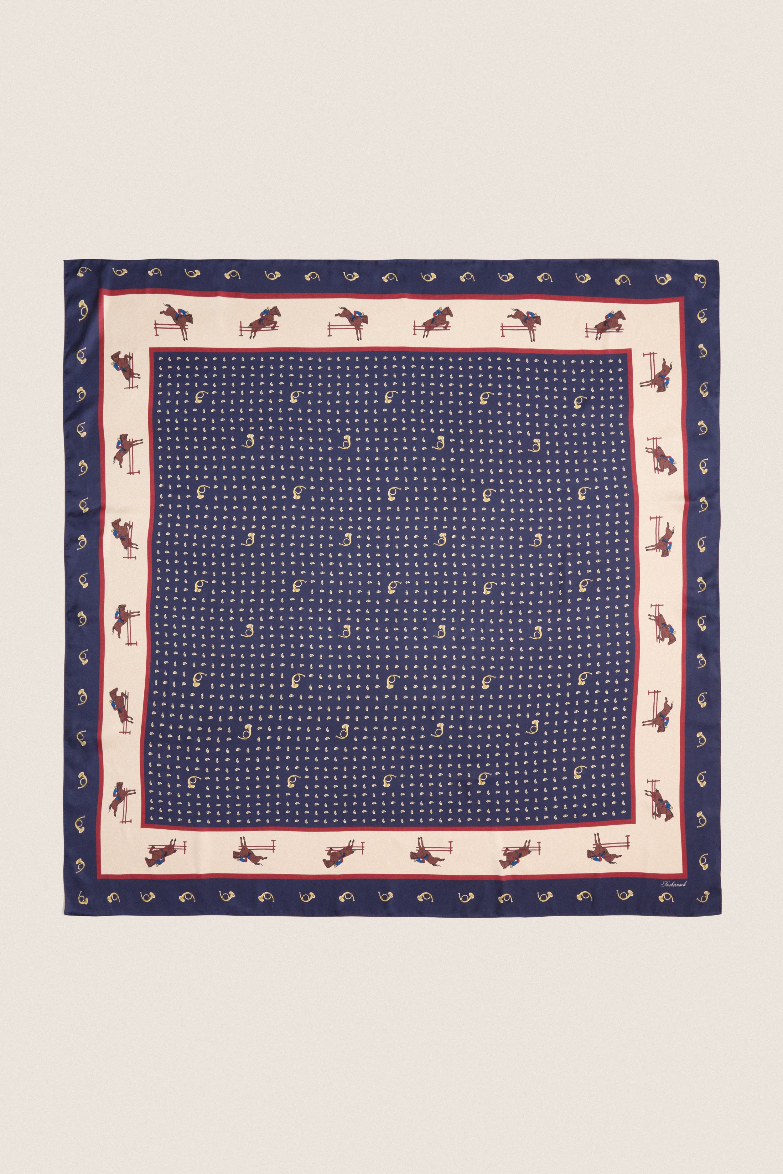 Navy Equestrian Large Scarf