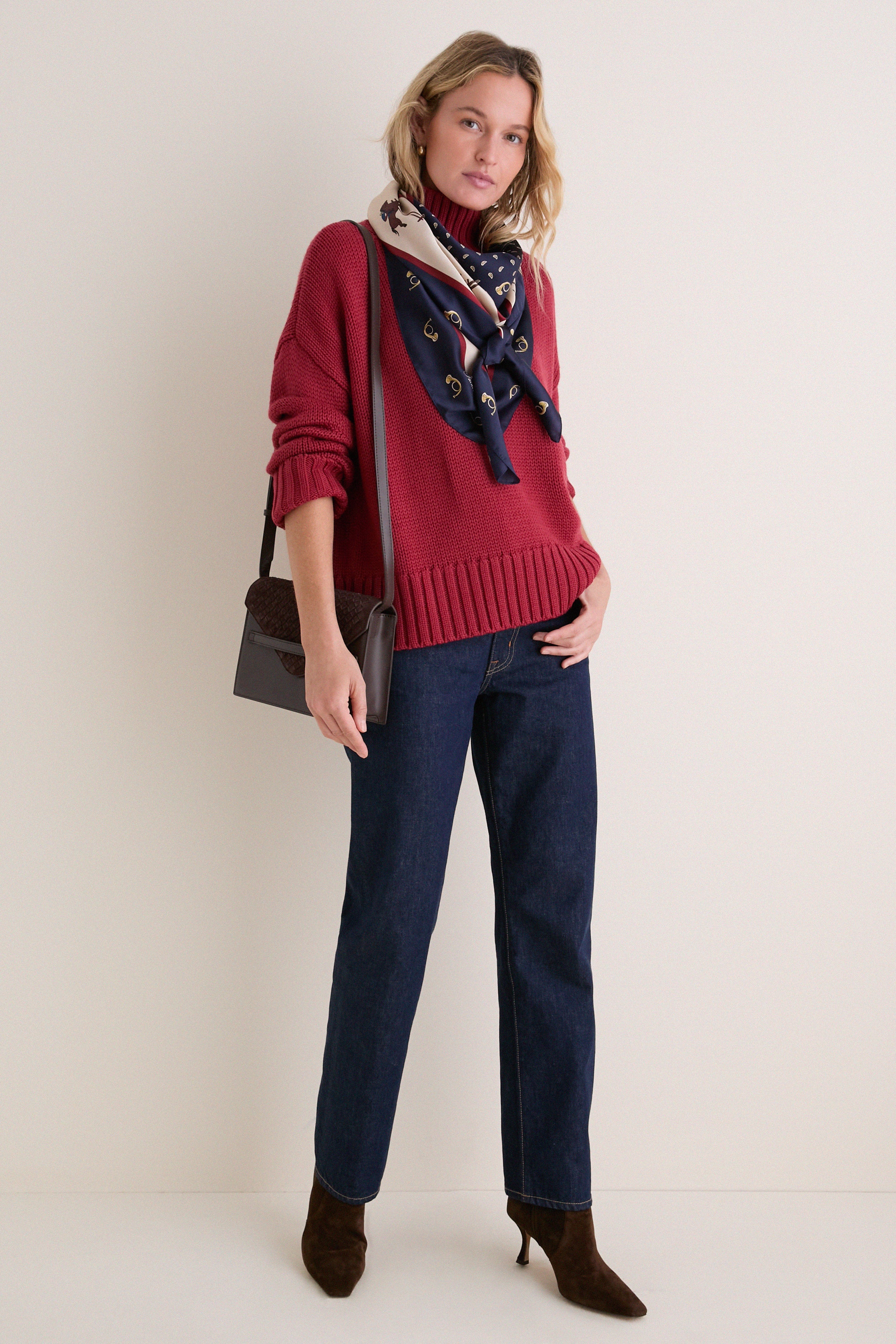 Navy Equestrian Large Scarf