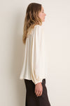 Off White Pleated Front Ties Shirt