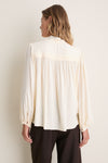 Off White Pleated Front Ties Shirt