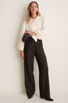 Off White Pleated Front Ties Shirt