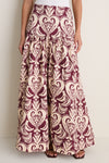 Tropikat Print Burgundy High Waist Maxi Skirt