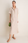 Latte Stripe Cotton Milano Shirt Dress