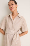 Latte Stripe Cotton Milano Shirt Dress