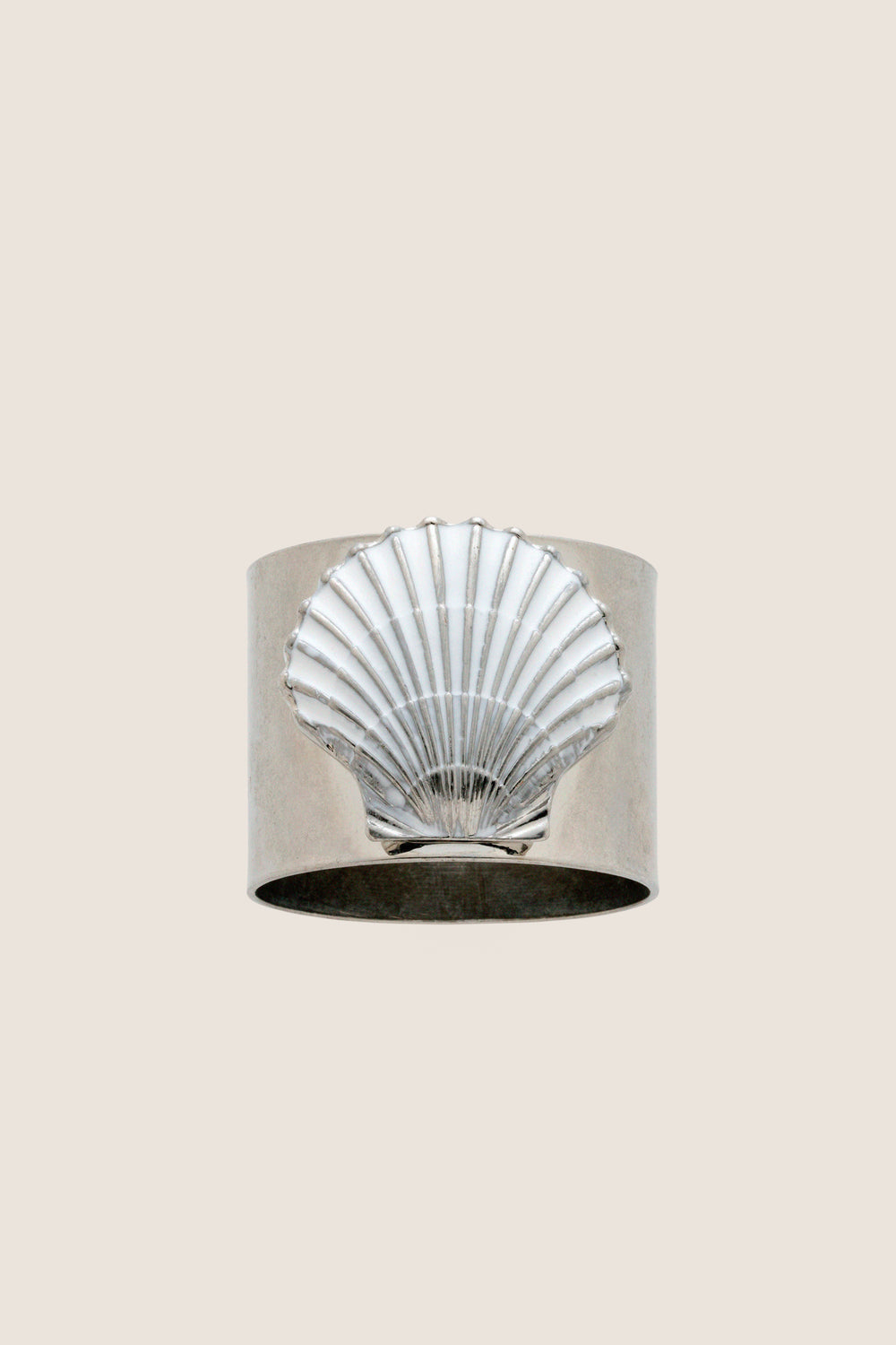 White Painted Shell Napkin Ring (Set of 2)
