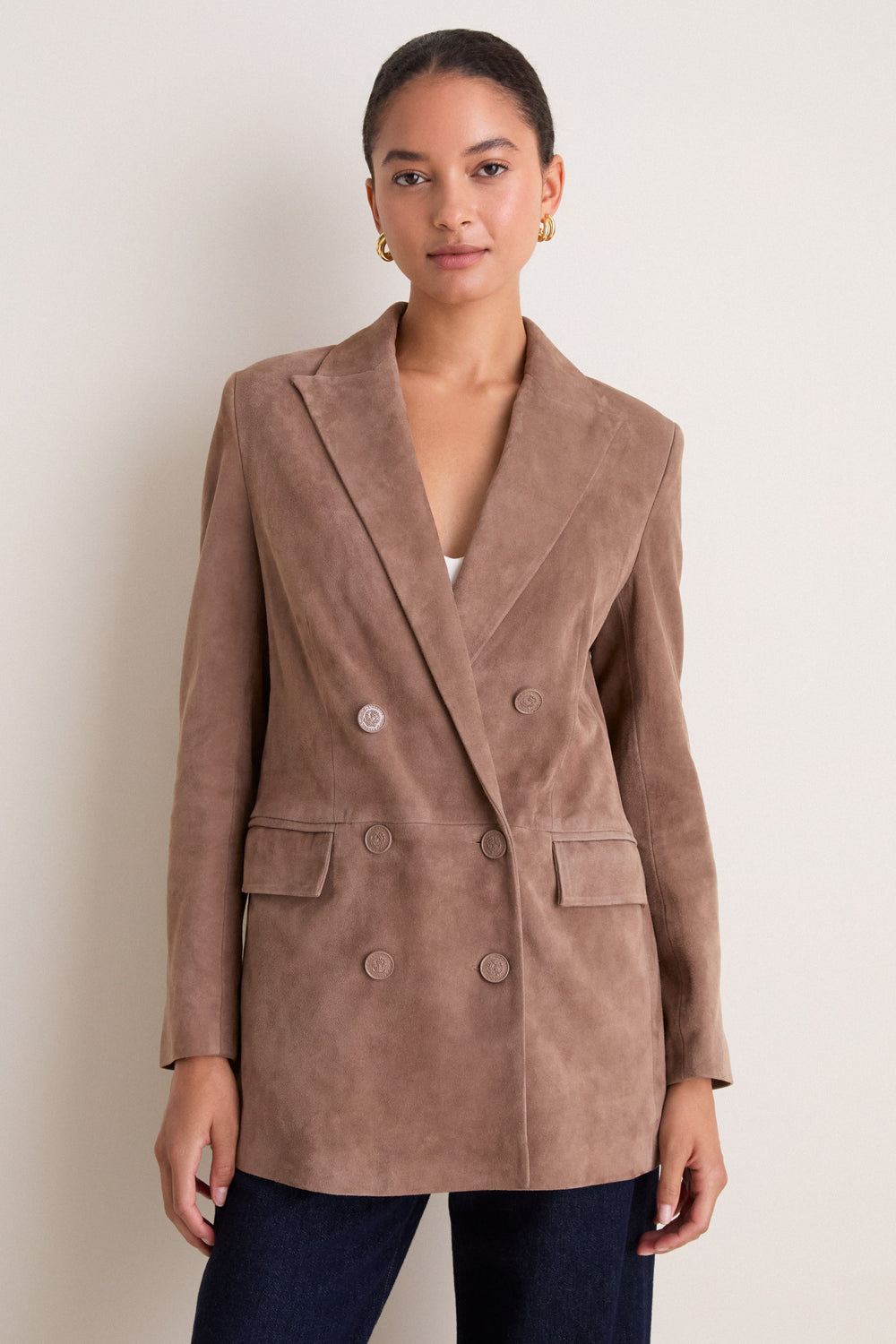 Cardamom Suede Aimee Double Breasted Blazer