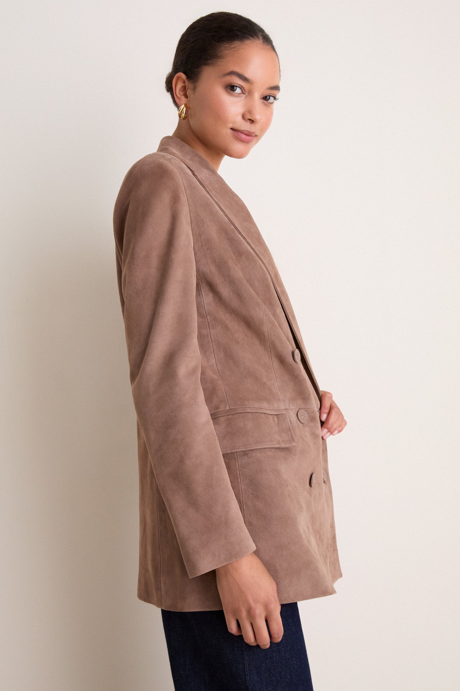 Cardamom Suede Aimee Double Breasted Blazer