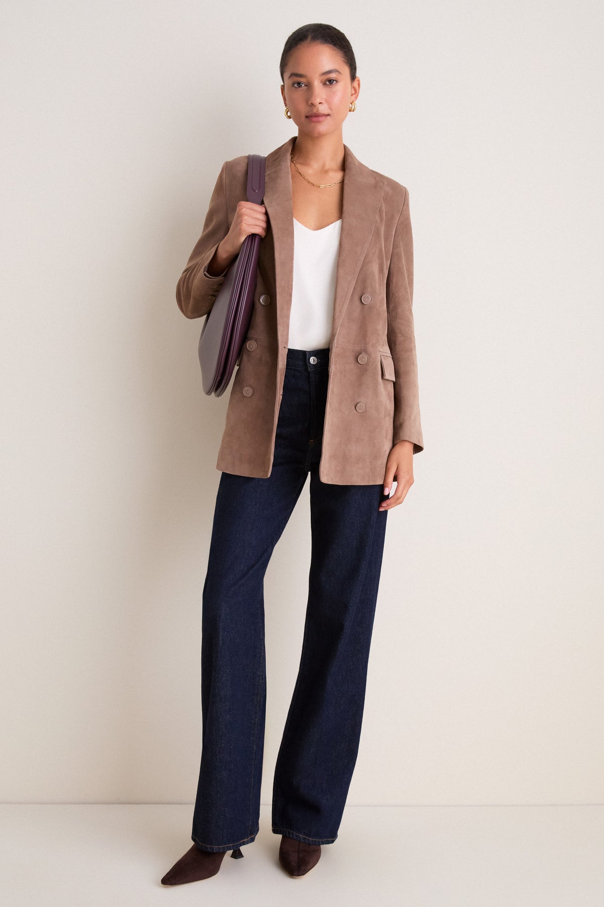 Cardamom Suede Aimee Double Breasted Blazer