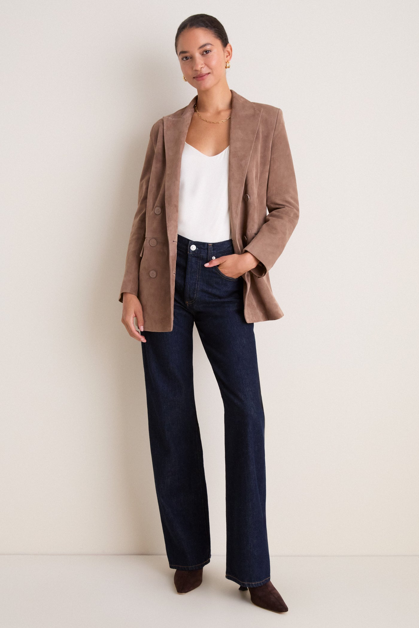 Cardamom Suede Aimee Double Breasted Blazer