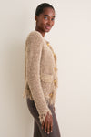 Natural Mireille Fringe Trim Cardigan