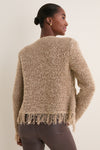 Natural Mireille Fringe Trim Cardigan