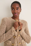 Natural Mireille Fringe Trim Cardigan