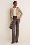 Natural Mireille Fringe Trim Cardigan
