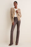 Natural Mireille Fringe Trim Cardigan
