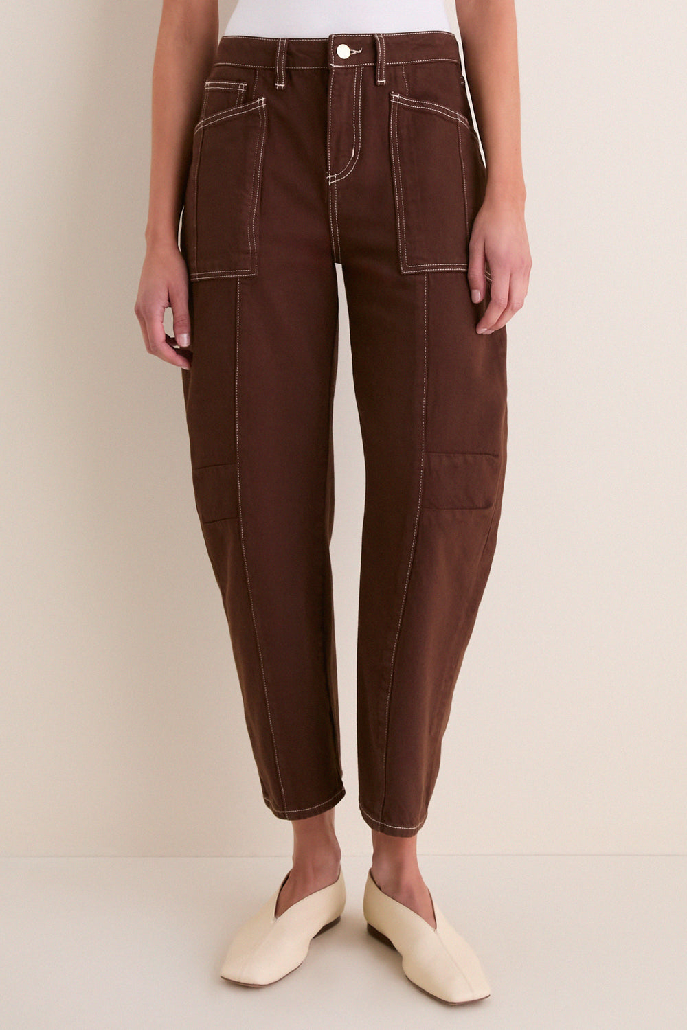 Brown and Natural Contrast Cody High Rise Rodeo Jeans
