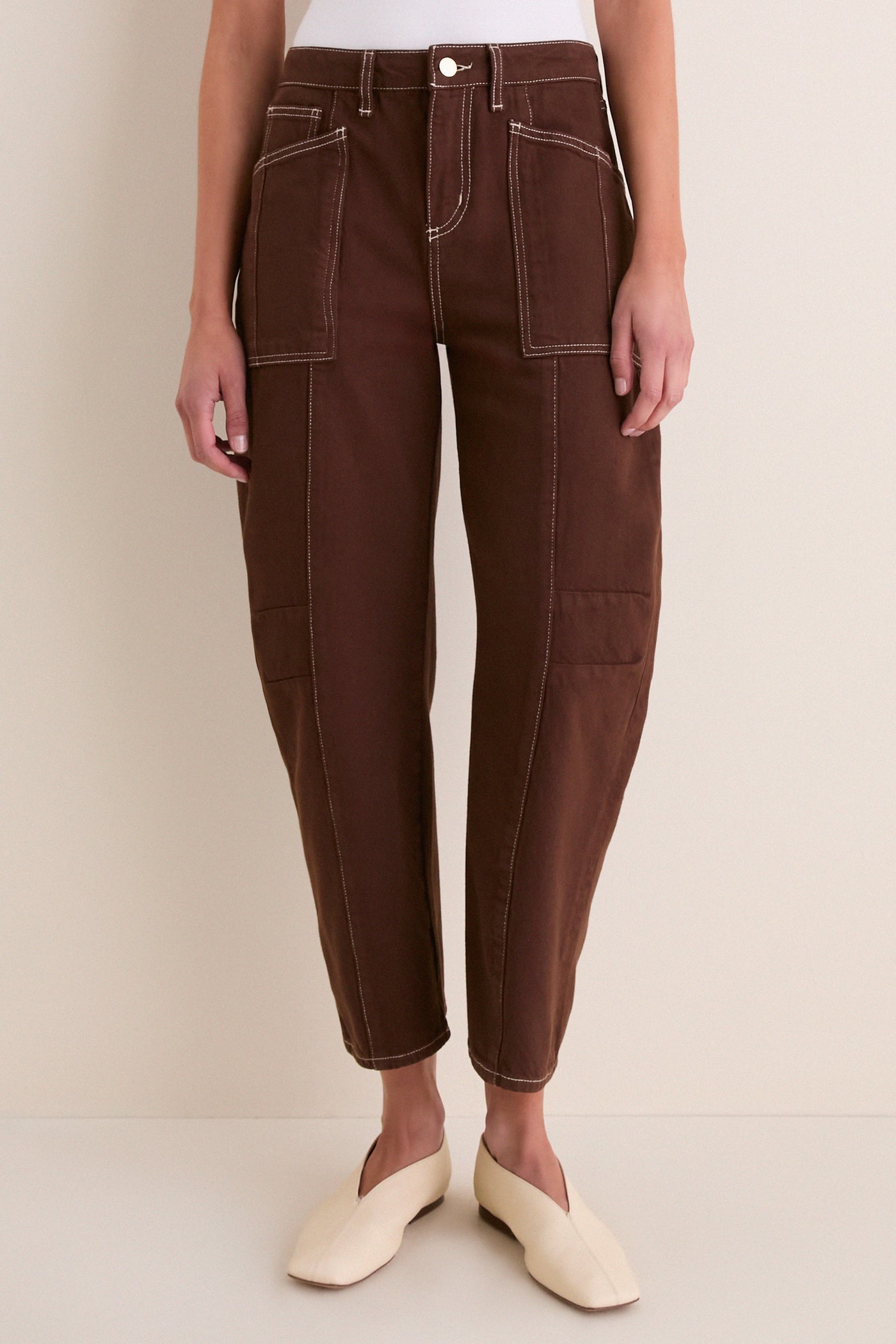 Brown and Natural Contrast Cody High Rise Rodeo Jeans