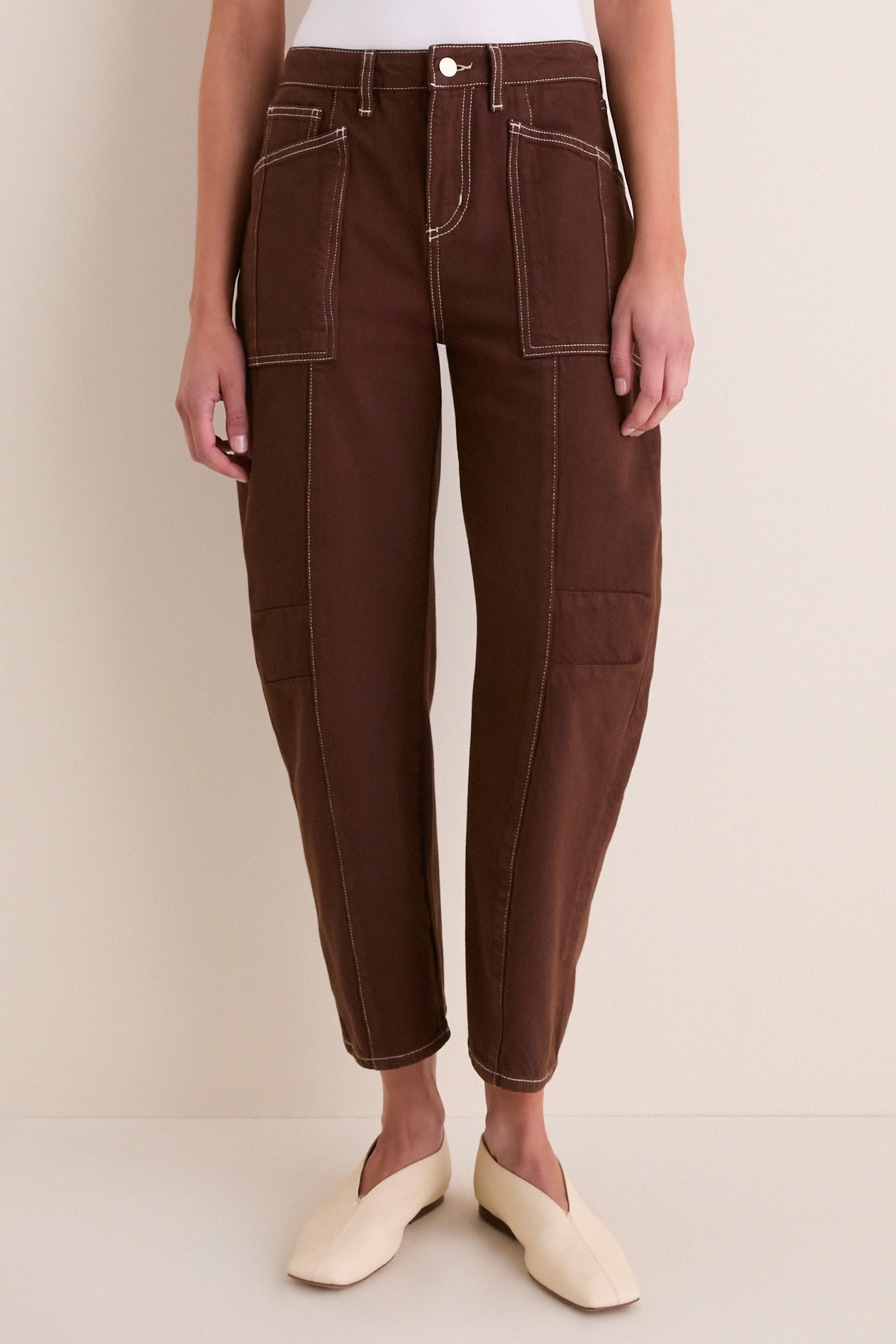 Brown and Natural Contrast Cody High Rise Rodeo Jeans