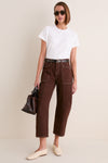 Brown and Natural Contrast Cody High Rise Rodeo Jeans