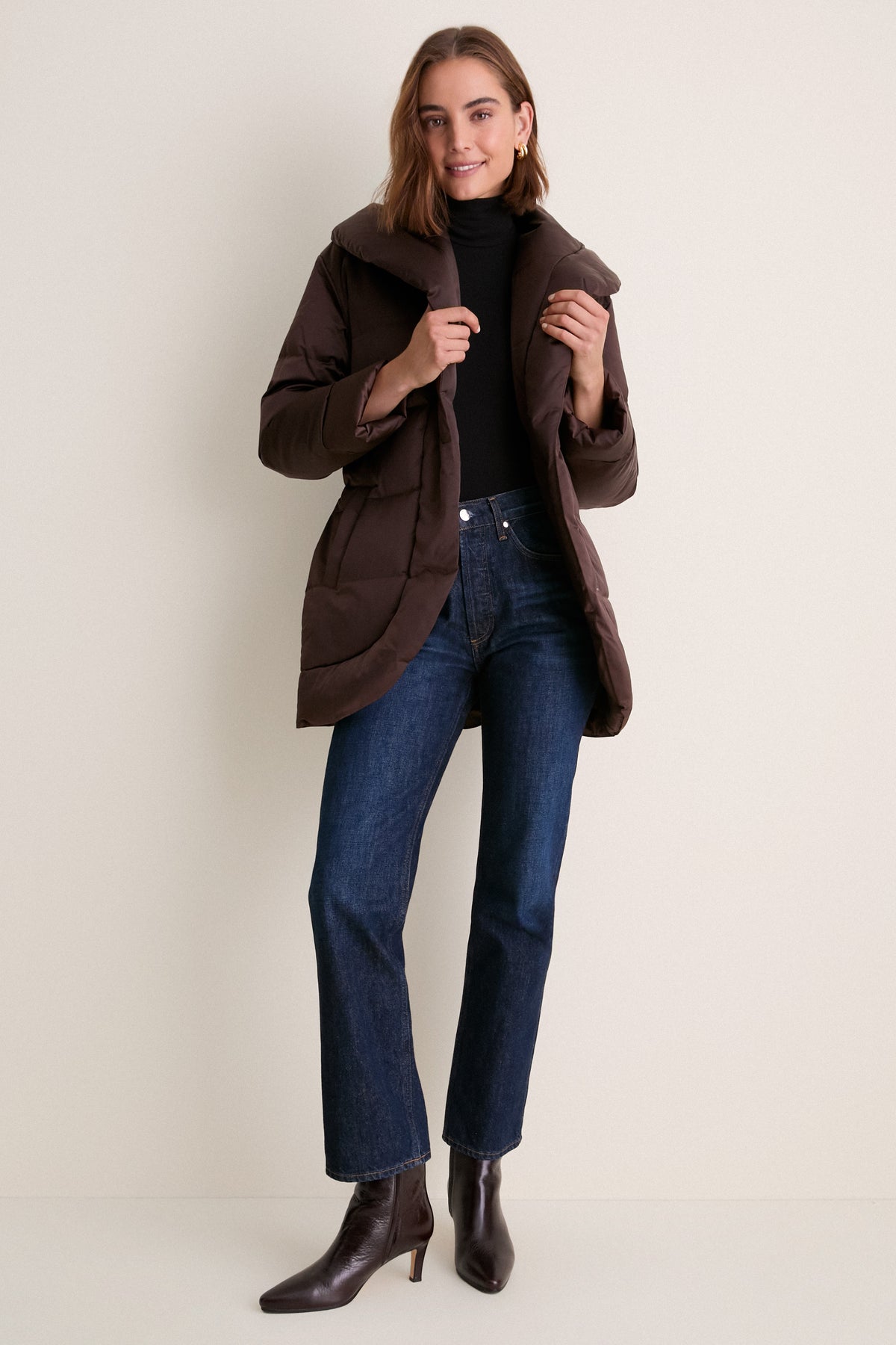 Dark Java Glacier Shawl Collar Puffer
