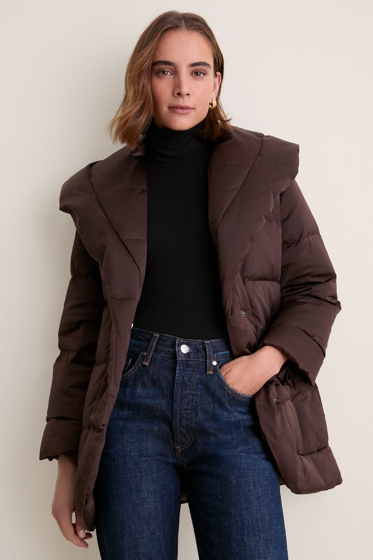 Dark Java Glacier Shawl Collar Puffer