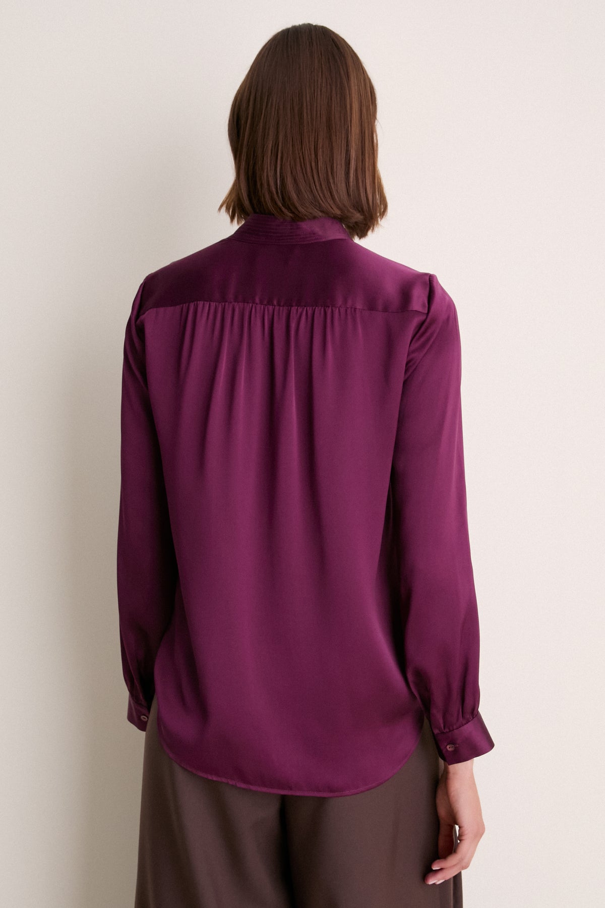 Dark Plum Bianca Band Collar Blouse