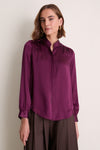 Dark Plum Bianca Band Collar Blouse