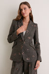 Beige and Black Gold Sequin Flower Chamberlain Blazer
