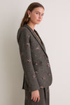 Beige and Black Gold Sequin Flower Chamberlain Blazer