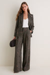 Beige and Black Gold Sequin Flower Chamberlain Blazer