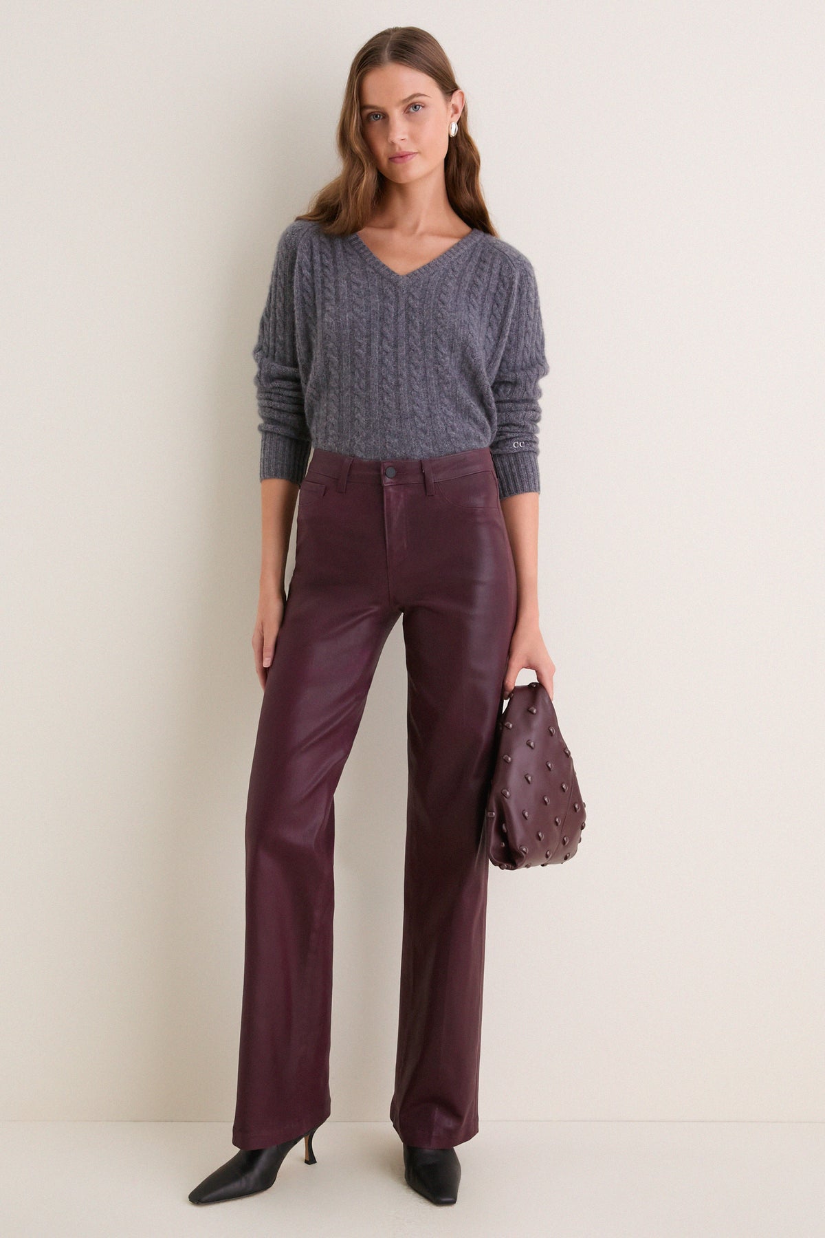 Deep Sangria Clayton High Rise Wide Leg