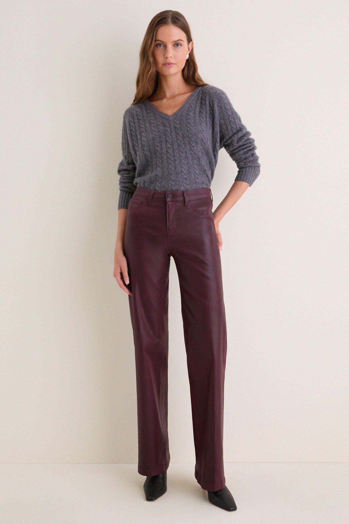 Deep Sangria Clayton High Rise Wide Leg
