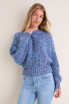 Retro Blue Jasper Slouchy Speckled Crewneck Sweater