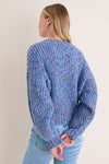 Retro Blue Jasper Slouchy Speckled Crewneck Sweater