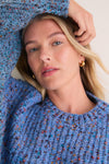Retro Blue Jasper Slouchy Speckled Crewneck Sweater